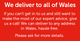 We deliver to all of Wales